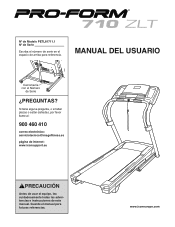 ProForm 710 Zlt Treadmill Spanish Manual