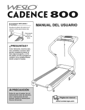 Weslo Cadence 800 Treadmill Spanish Manual