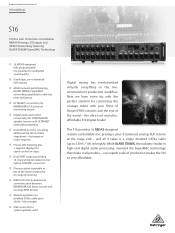 Behringer S16 Product Information Document