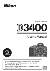 Nikon D3400 Triple Lens Parent s Camera Kit Users Manual - English for customers in the Americas