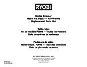 Ryobi P2603 Parts List