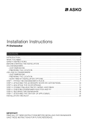 Asko D5526XXLFI Installation instructions EN