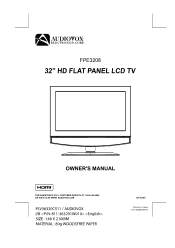 Audiovox FPE3208 Owners Manual