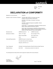 Garmin Nuvi 1200 Declaration of Conformity (Multilingual)
