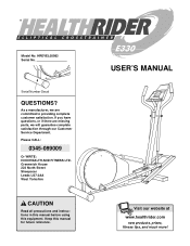 HealthRider E330 Elliptical Uk Manual