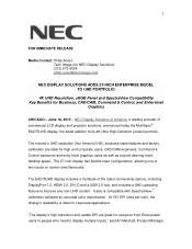 NEC EA275UHD-BK Launch Press Release
