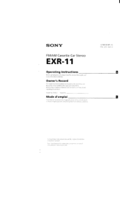 Sony EXR-11 Users Guide