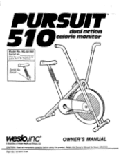 Weslo Pursuit 510 Bike Owners Manual