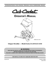 Cub Cadet CS 3310 Chipper Shredder CS 2210 Operator's Manual
