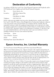 Epson MovieMate 60 Warranty Statement