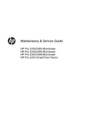 HP Pro 3385 Micro Maintenance & Service Guide Pro 3330/3380 Microtower Pro 3335/3385 Microtower Pro 3340/3348 Microtower Pro 3330 Small Form Facto