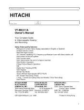 Hitachi VT-MX211A Owners Guide