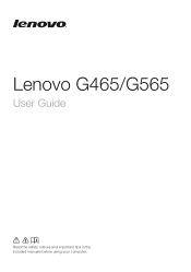 Lenovo G465 Laptop User Guide V1.0 - Lenovo G465, G565