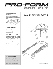 ProForm 600 Zlt Treadmill French Manual