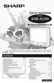 Sharp 25R-S100 25RS100 Operation Manual