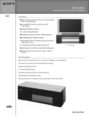 Sony RHT-G2000 Marketing Specifications