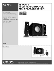 Coby CS-MP77 Specsheet