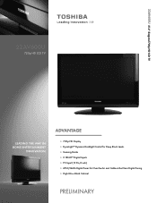 Toshiba 22AV600UZ Printable Spec Sheet