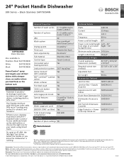 Bosch SHP78CM4N Product Specification Sheet