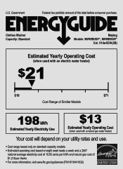 Maytag MVWB850YG Energy Guide
