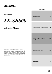 Onkyo TX SR800 Owner Manual