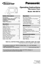 Panasonic NN-SN778S NN-SN778S Owner's Manual (English)