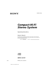 Sony MHC-G101 Primary User Manual