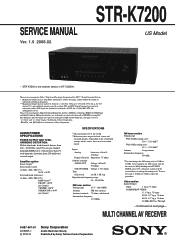 Sony STR-K7200 Service Manual