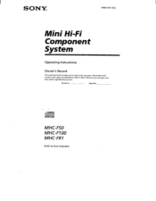 Sony MHC-F100 Primary User Manual