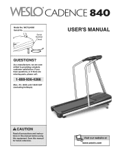 Weslo Cadence 840 Treadmill Canadian English Manual