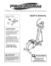 ProForm 750 Cardio Cross Trainer English Manual