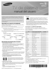 Samsung PL51E450A1F User Manual Ver.1.0 (Spanish)