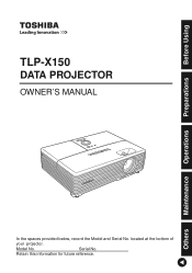 Toshiba TLP-X150U Owners Manual