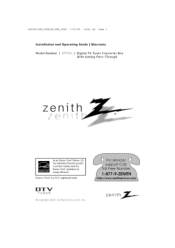 Zenith DTT901 Operation Guide