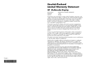 HP D5259A Hewlett Packard Limited Warranty Statement HP Multimedia Display