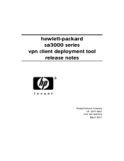 HP Sa3110 HP VPN Server Appliance sa3000 Series - Client Deployment Tool Release Notes