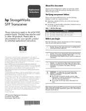 HP StorageWorks Modular Smart Array 1000 HP StorageWorks SFP Transceiver Replacement Instructions (April 2004)