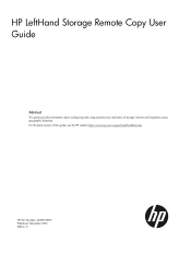HP StoreVirtual 4000 10.0 HP LeftHand Storage Remote Copy User Guide (AX696-96197, November 2012)