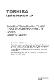 Toshiba Satellite S55t-B5273NR Satellite L40/L50/L70/S40/S50/S70-B Series Windows 8.1 User's Guide