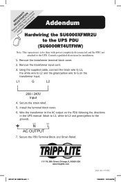 Tripp Lite SU6000RT4UTFTAA Owner's Manual Addendum for SU6000XFMR2U 933078