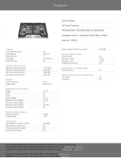 Frigidaire FCCG3027AB Product Specifications Sheet