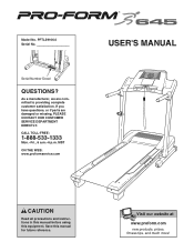 ProForm 645 Treadmill English Manual
