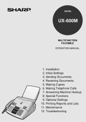 Sharp UX-600M UX-600M Operation Manual