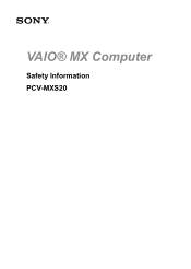 Sony PCV-MXS20 Safety Information