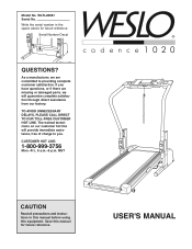 Weslo Cadence 1020 English Manual