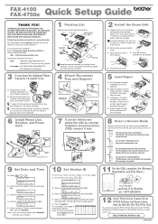 Brother International FAX-4100/FAX-4100e Quick Setup Guide for FAX-4100