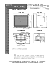 Sony KV-36XBR800 Dimensions Diagrams