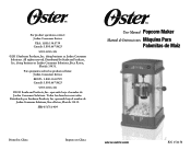Oster Old Fashion Theater Style Popcorn Maker User Manual