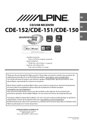Alpine CDE-151 Owners Manual