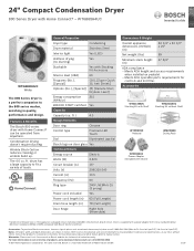 Bosch WTG865H4UC Product Spec Sheet